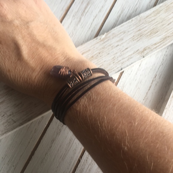 Amethyst and Leather Wrap Bracelet - Picture 5 of 5